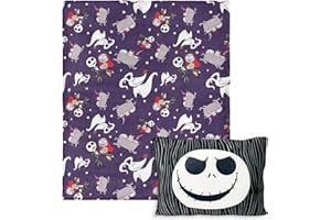 NORTHWEST Disney Nightmare Before Christmas, Jump Scare, Silk Touch Throw Blanket, 50 x 60 inches with Plush Pocket Pillow, 14 x 20 inches