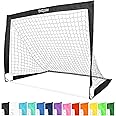 GoSports Portable Soccer Goals for Kids - 13 Color Options - Choose 4 x 3 ft or 6 x 4 ft - Team Tone Pop Up Nets for Backyard