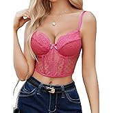 Avidlove Corset Tops for Women V Neck Bustier Lingerie Adjustable Strap Crop Top with Underwire
