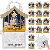 Sunnymove 24 Pcs Christmas Nativity Christian Coloring Bags Reusable Non Woven Color Your Own Bag with Handles Bulk Christian Christmas Crafts for Sunday School Church Classroom