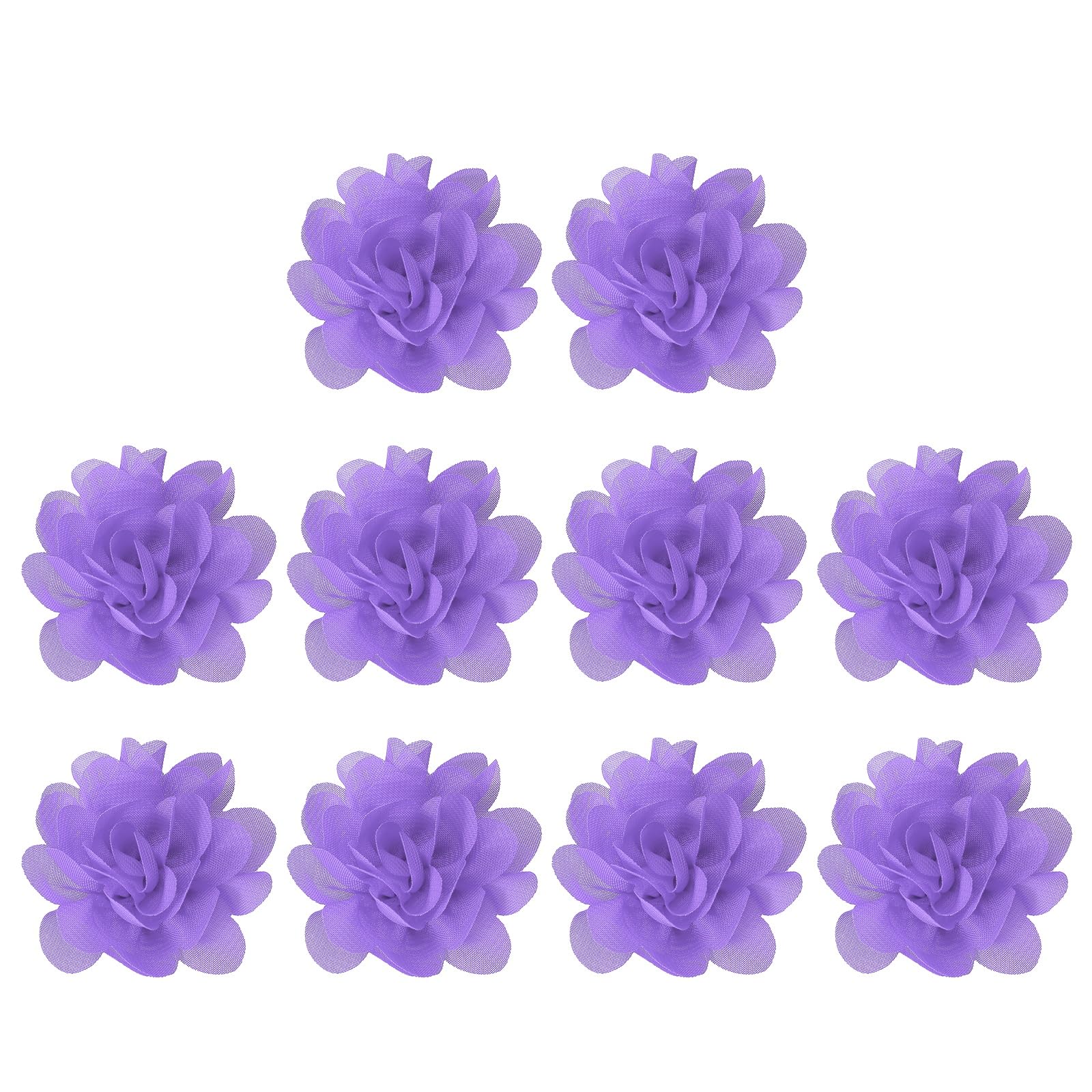 PATIKIL 2" Chiffon Flowers, 10 Pcs Mesh Fabric Flowers Sewing Fabric Appliques Headband Embellishments for DIY Craft Wedding Decor, Light Purple