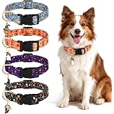 4 Pack Halloween Dog Collars for Medium Dogs Holiday Dog Collar | Adjustable Pet Collar with Pendants Plastic Buckle for Girl Boy Dogs
