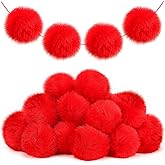 2" Large Red Pom Poms for Crafts - 30 pcs Pompom Fluffy Balls for Halloween Costumes Accessories Fall Handmade Decorations
