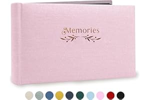 Holoary Small 4x6 Photo Album, Linen Hard Cover, Holds 50 Photos, Black Page Traditional Book Bound, Mini Brag Book Baby Album, Ideal For Wedding, Family Pictures, Gifts, Anniversary (Pink)