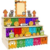 Cat Dia De Los Muertos Altar Ofrenda Decorations, Cat Dia De Los Muertos | Wooden Day of The Dead Supplies with Sugar Skull Papel Picado for Pet Dia De Los Muertos Decor