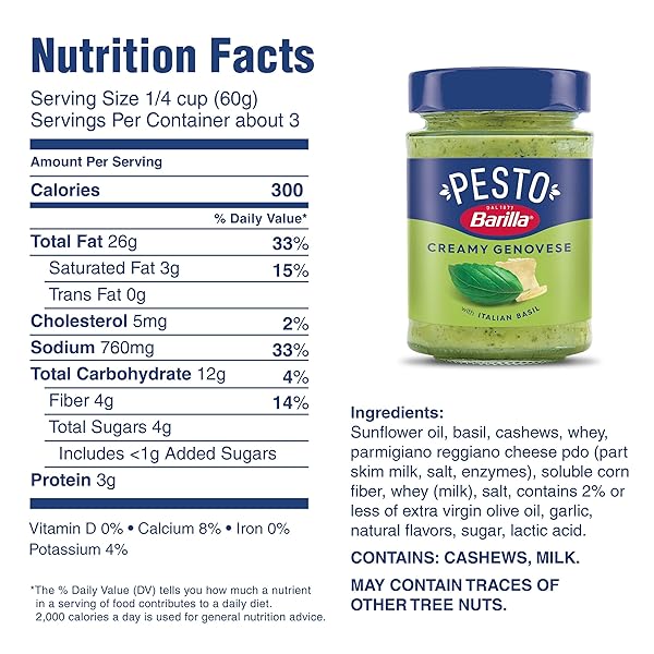 BARILLA CREAMY GENOVESE PESTO WITH ITALIAN BASIL PASTA SAUCE AND SPREAD