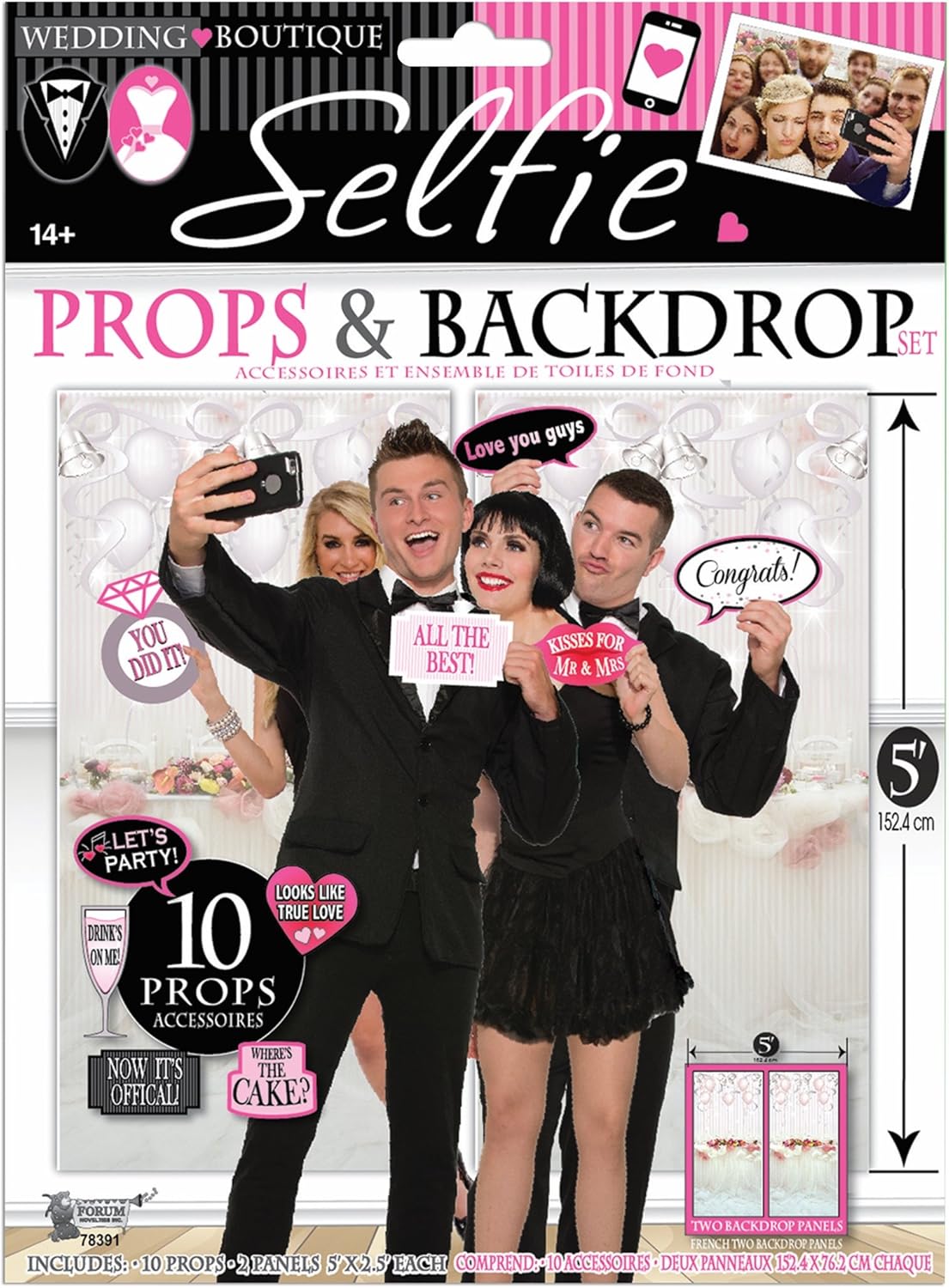 Forum Novelties Wedding Selfie Photo Booth Props & Backdrop Set of 10 Props by Express Novelties Online