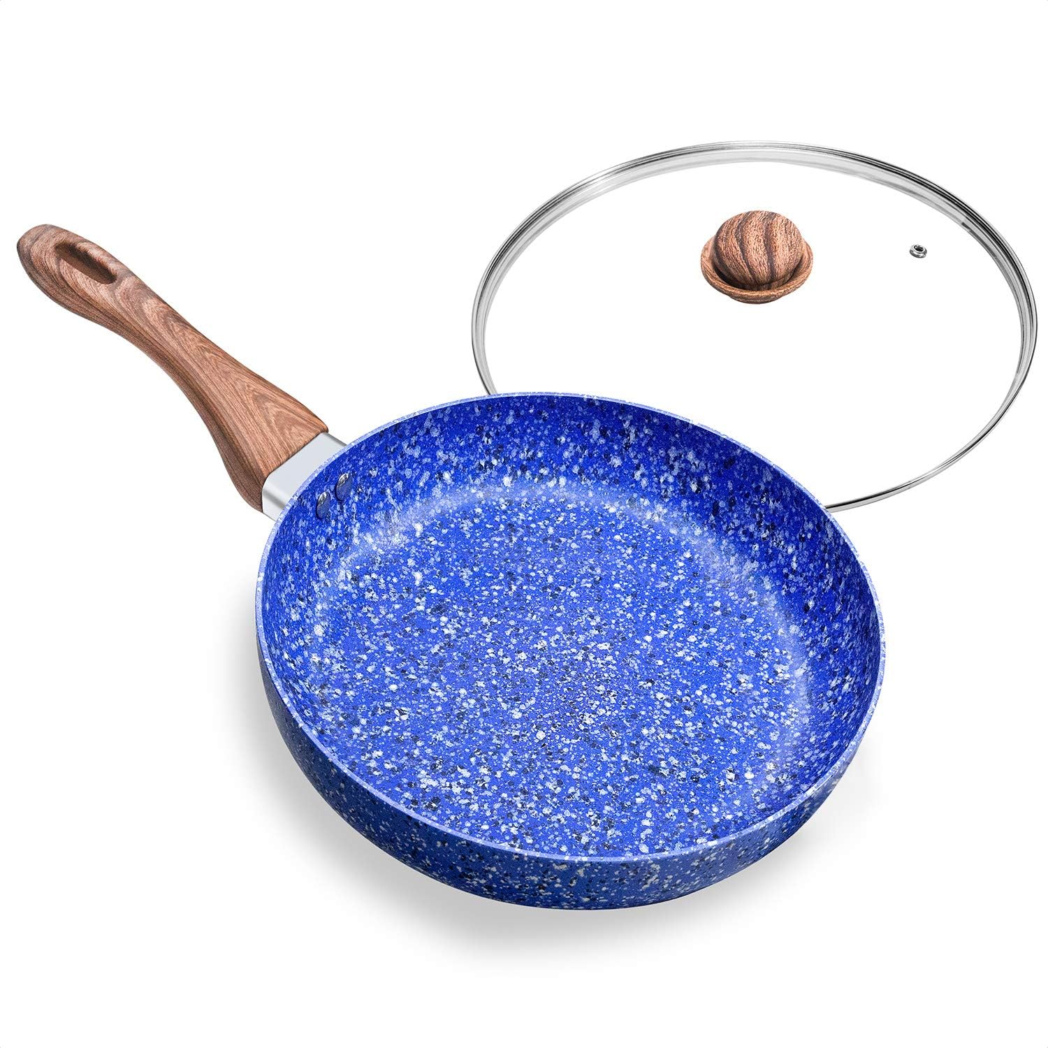 MICHELANGELO Nonstick Frying Pans, 12 Inch Frying Pan with Lid & Nonstick Stone-Derived Coating, Granite Frying Pan, 12 Inch Skillets with Lid, Stone Pan Nonstick, Granite Rock Pan, Induction Ready: Kitchen & Dining