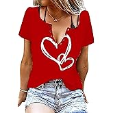 Women Valentine Tops Shirts Love Heart Graphic Valentine's Gifts Tee