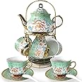 DaGiBayCn 20 PCS Ceramics Afternoon Tea Set Adult Gift Can Drink Coffee Strong Tea green
