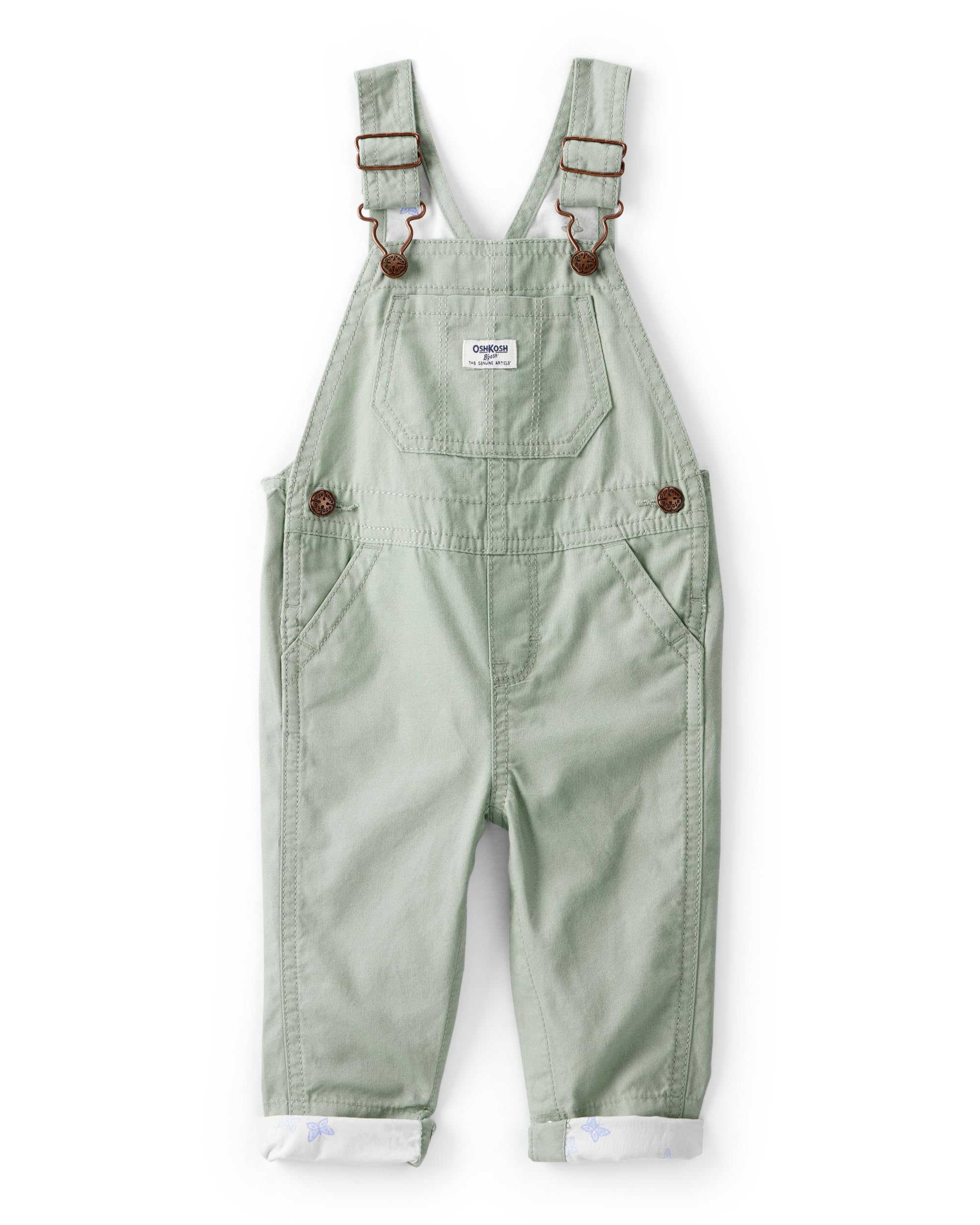 Oshkosh Girl World’s Best Overalls, Green Canvas, 6M