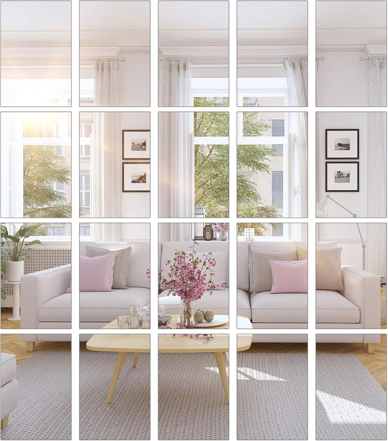 Mirrors - BBTO 20 Pieces Mirror Sheets Self Adhesive Non Glass Cut to Size Mirror Stickers Tiles for Wall Flexible Sticky Mirror()