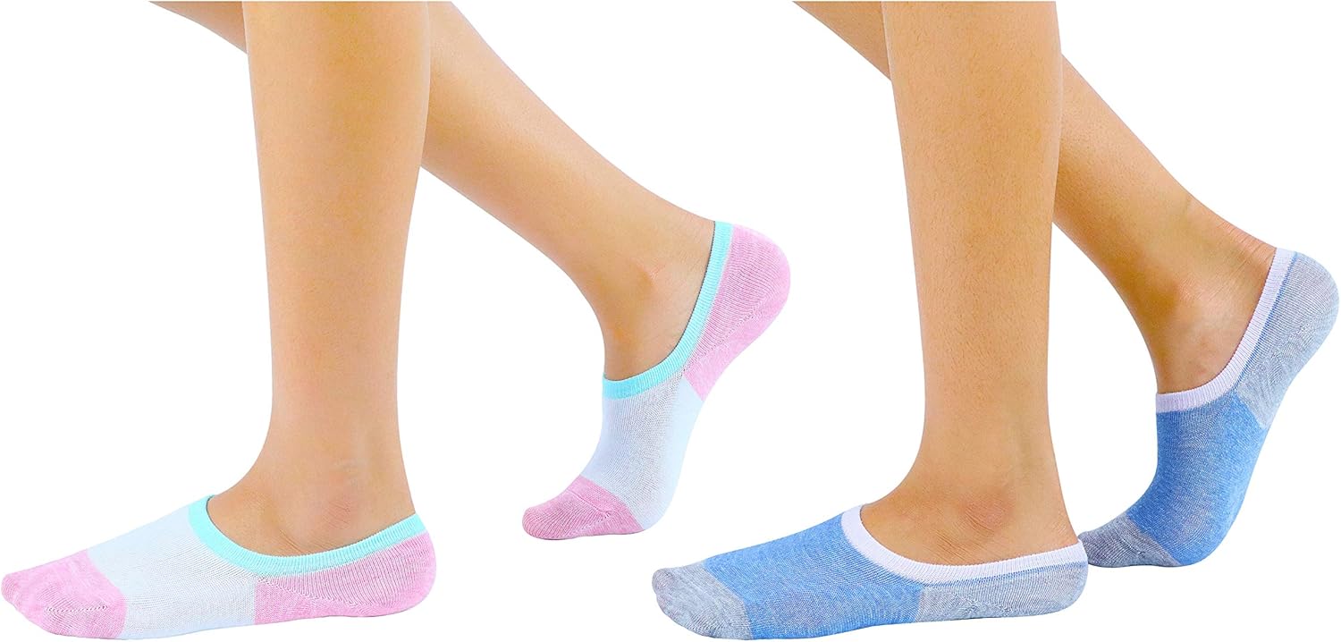RATIVE Thin Flat Liner No Show Low Cut Cotton Socks For Kids Girls (12-pairs/assorted): Clothing