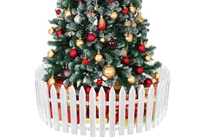 MCEAST 30 Pieces Christmas Tree Fences White Picket Fence Border 4.6 x 12 Inches Mini Plastic Decorative Fences Christmas Tree Barrier for Dogs Kids Home Wedding Fairy Garden Party