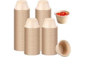 200 Pack 2 oz Natural Bagasse Fiber Cup Disposable Food Cup, Mini 100% Compostable Sample Portion Cups Tasting Cups for Ice C