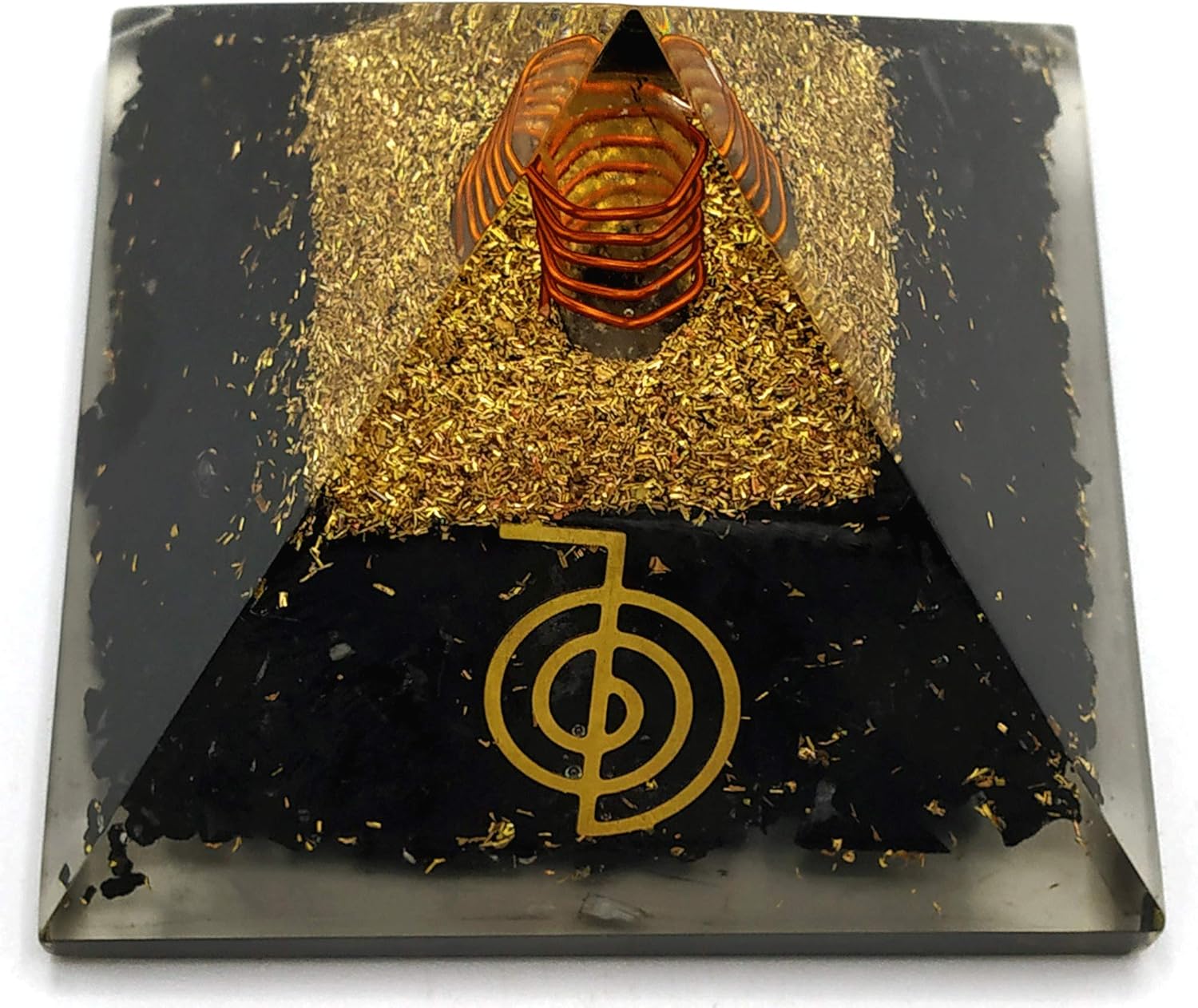 NewAgeHealings Shungite Crystal Orgonite Pyramids with Cho Ku Rei Symbol, Black - Image 3