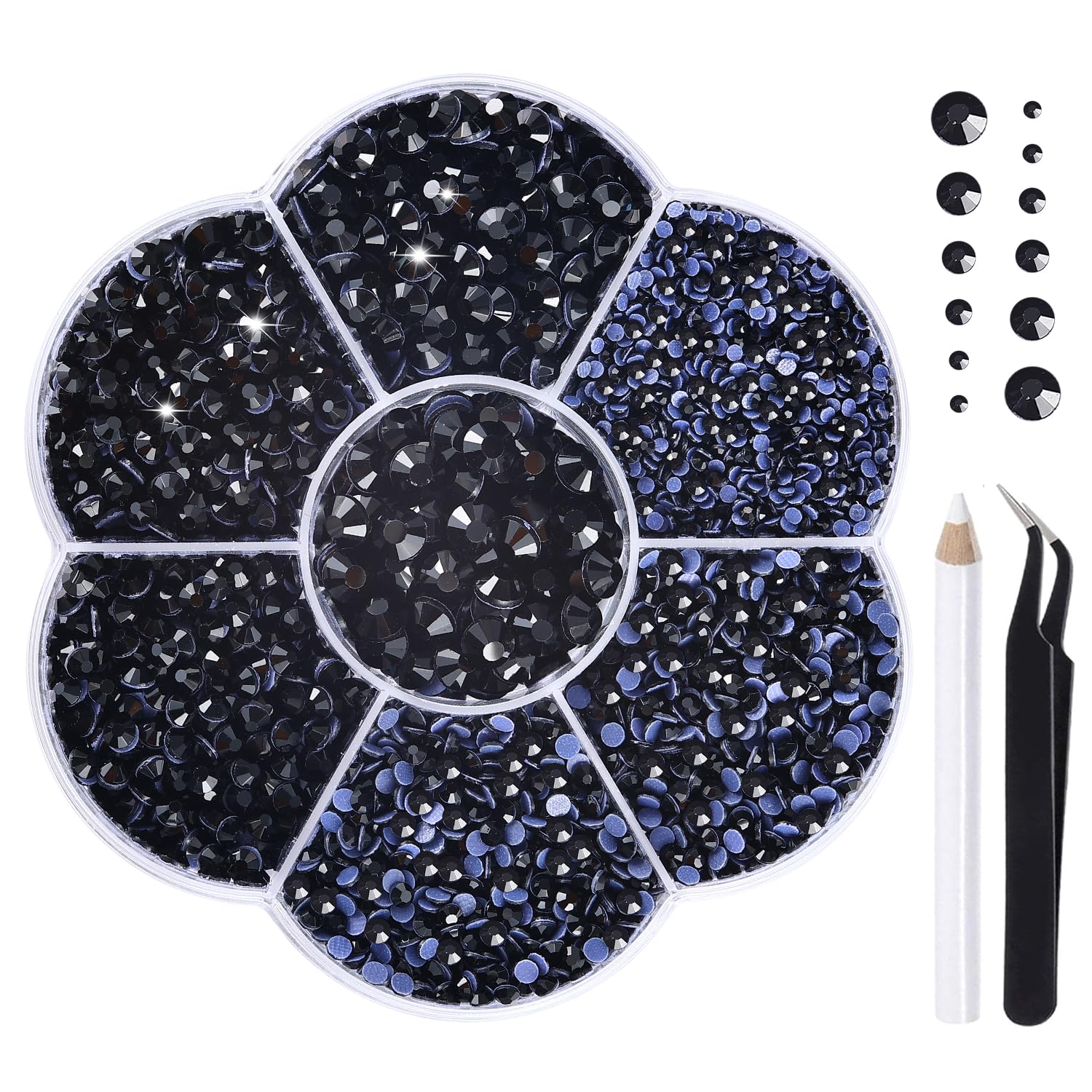 Liliume 5000pcs Hotfix Rhinestones 10 Colors 6 Sizes for Clothes Shoes and DIY Crafts（SS6-SS30, Black