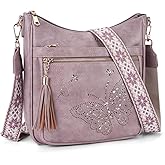 KITEVIUN Medium Crossbody Bags for Women Trendy, Women's Butterfly Shoulder Handbags with Tassel