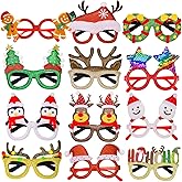 Thuodo 12Pcs Christmas Glasses Glitter Party Glasses Frames Costume Eyeglasses for Christmas Party Holiday Photo Booth Novelty Glasse(One Size Fits All)