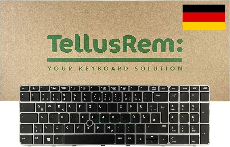 TellusRem Replacement German Backlit Keyboard HP 850 G3 G4 755 G3 G4
