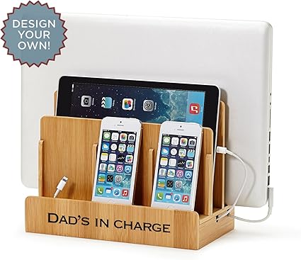 Amazon Com G U S Personalized Monogrammed Multi Device Charging Station Dock Organizer Multiple Finishes Available For Laptops Tablets And Phones Strong Build Eco Friendly Bamboo Home Audio Theater