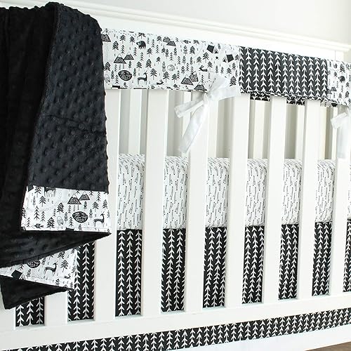 black and white crib skirt