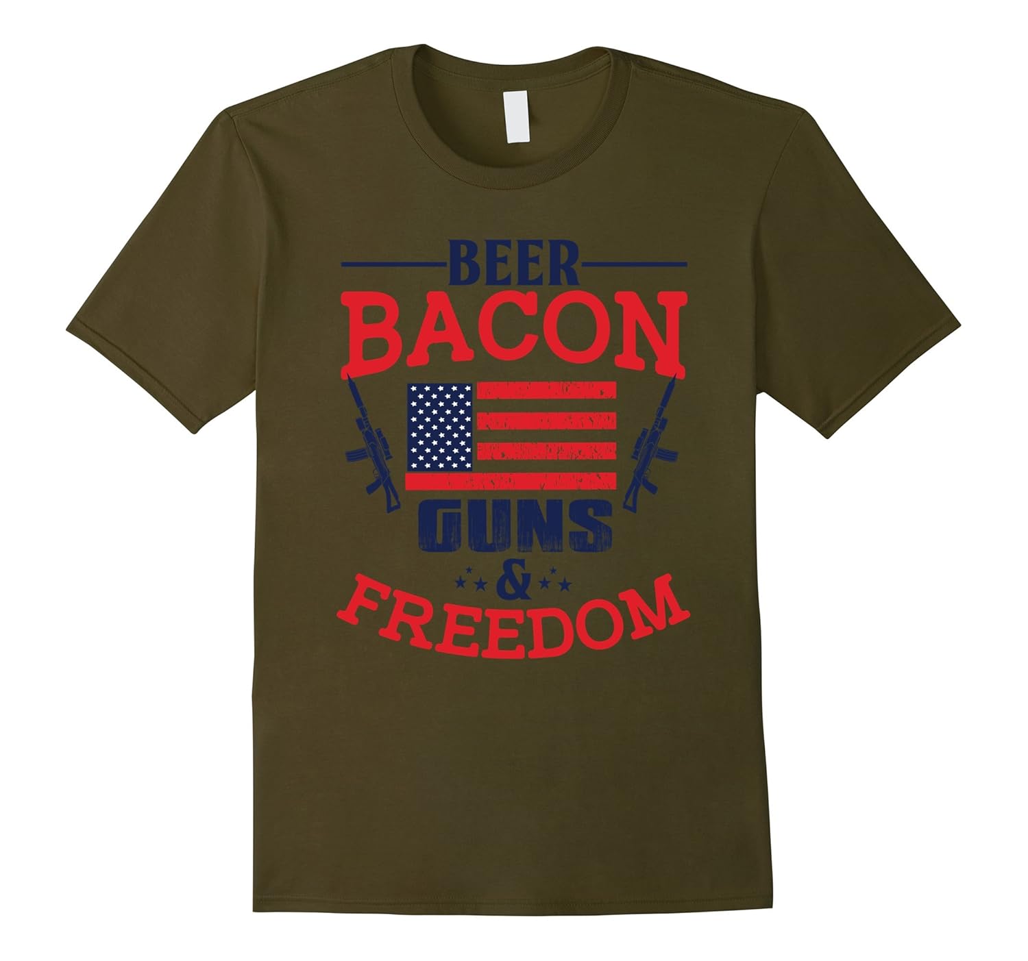 Mens Beer Bacon Guns And Freedom Funny Patriotic TShirt
