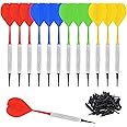 Accmor 12 Pcs Soft Tip Darts, Plastic Tip Darts Set, Attach Extra 100 Black 2BA Replacement Tips, Soft Tip Darts for Electronic/Plastic Dartboard
