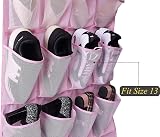 MISSLO Kids Over Door Shoe Organizer 24 Pockets Pink Breathable Mesh view 3