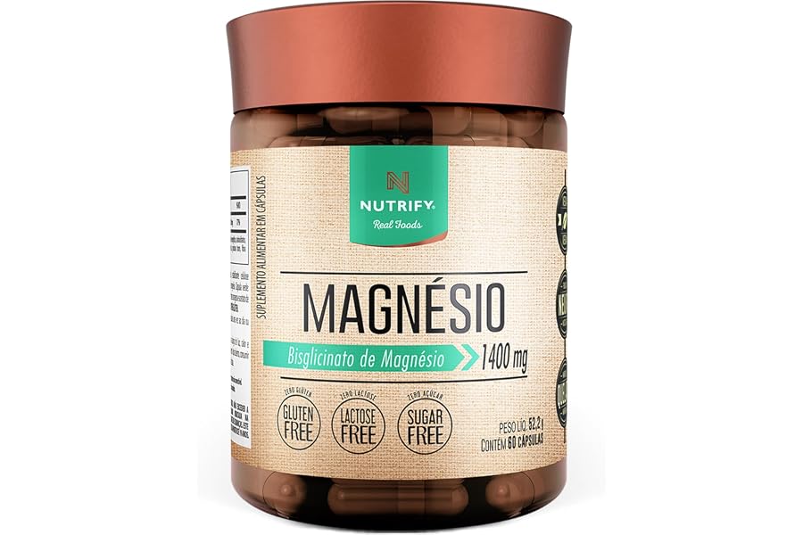 Nutrify - Magnésio 1400mg - Multivitamínico - Suplemento Alimentar de Máxima Absorção - Sem Glúten, Sem Lactose, Sem Açúcar - 60 Cápsulas