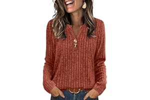 SAMPEEL Womens Sweaters Lightweight Long Sleeve Shirts V Neck Tops with Button Fall Outfits 2025