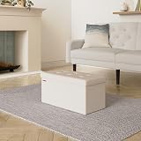 SONGMICS Storage Ottoman Foldable Foot Stool 38x76x38 cm Cream White LSF247W51 view 2