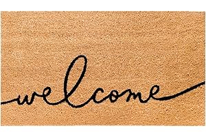 THEODORE MAGNUS Natural Coir Doormat with Non-Slip Backing - 17 x 30 - Outdoor/Indoor - Welcome Mats - Natural - Warm Greeting - COIR-1730-15-219
