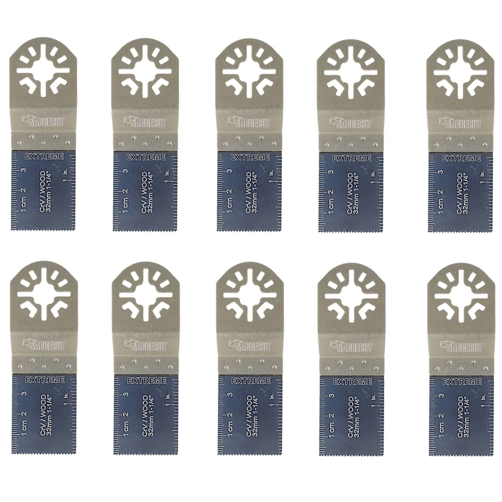 10 x SabreCut PR35F_10 Fine Tooth Blades Compatible with Bosch Fein (Non-StarLock) Makita Milwaukee Einhell Ergotools Hitachi Parkside Ryobi Worx Workzone Multitool Multi Tool Accessories