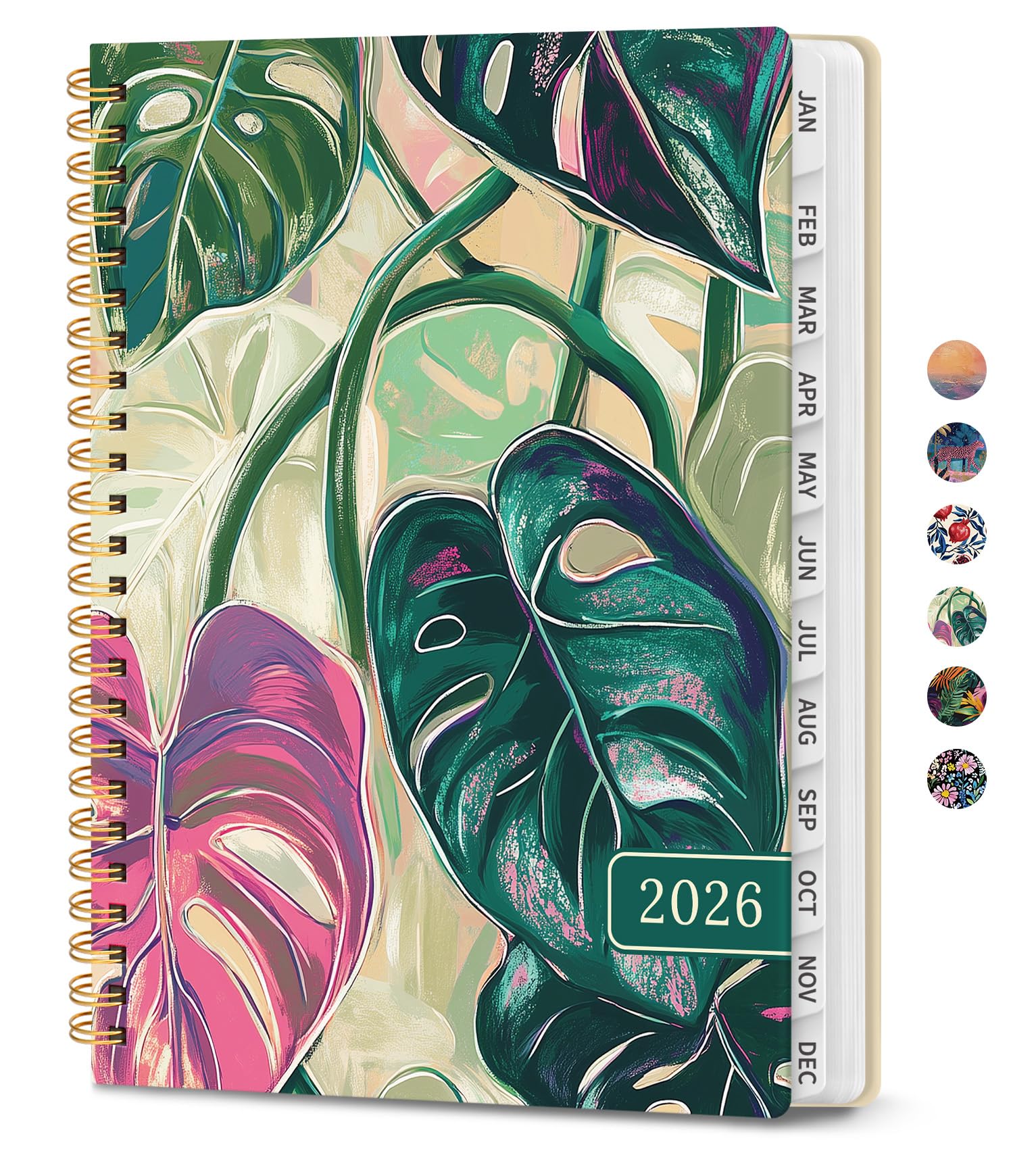 Photo 1 of 2026 Planner, Aesthetic Weekly and Monthly Planner for Women, Jan 2026 to Dec 2026, Hardcover 2026 Calendar Book with Monthly Tabs, Inner Pocket, Perfect for Office Home School - A5 (6.3" x 8.5"), Monstera