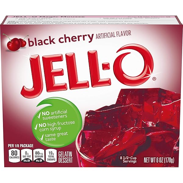 JELL-O BLACK CHERRY GELATIN DESSERT MIX (6 OZ...