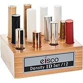 Eisco Labs Density Identification Cylinder Set of 12 with Wooden Holder