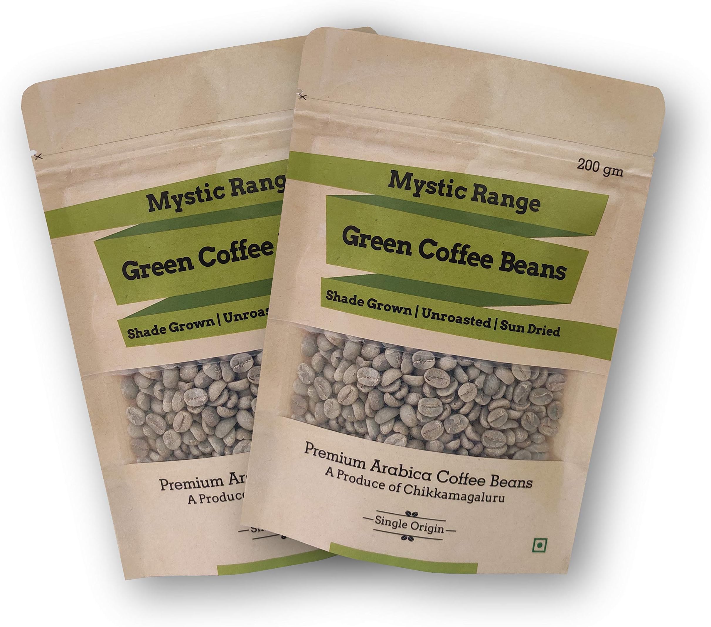 Mystic Range Premium Arabica Green Coffee Beans for Weight Loss & Immunity Boost | Fast, Safe & Natural (Pouch - 400 g), Pack of 2