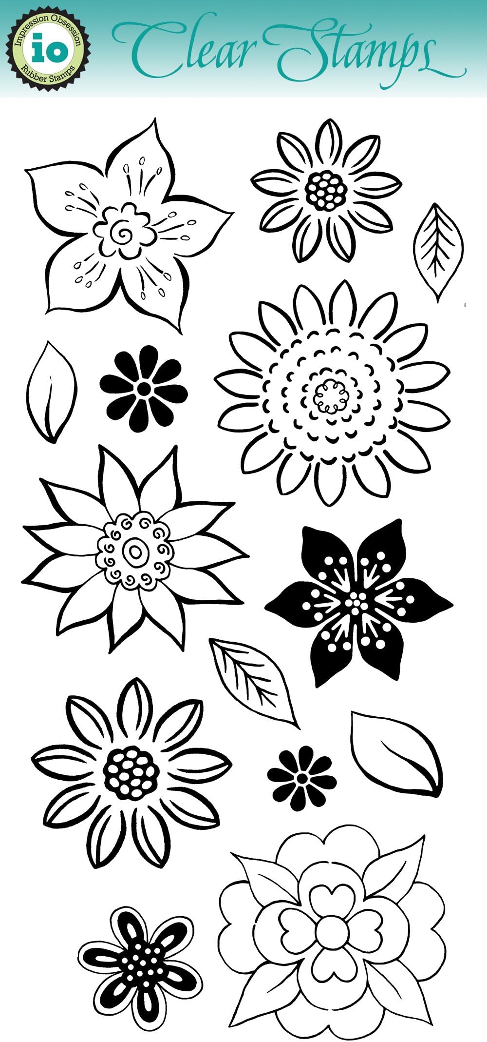 Impression Obsession IO Clear Stamp Set - Fun Flowers - WP677
