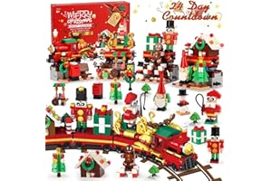 EULRGAUS Advent Calendar 2024, 6 In 1 Christmas Train Building Blocks, 880+ Pieces Building Toys Christmas Advent Calendar, 24 Days Countdown Calendar Surprise Gift Box for Boys Girls Kids Teen Adults