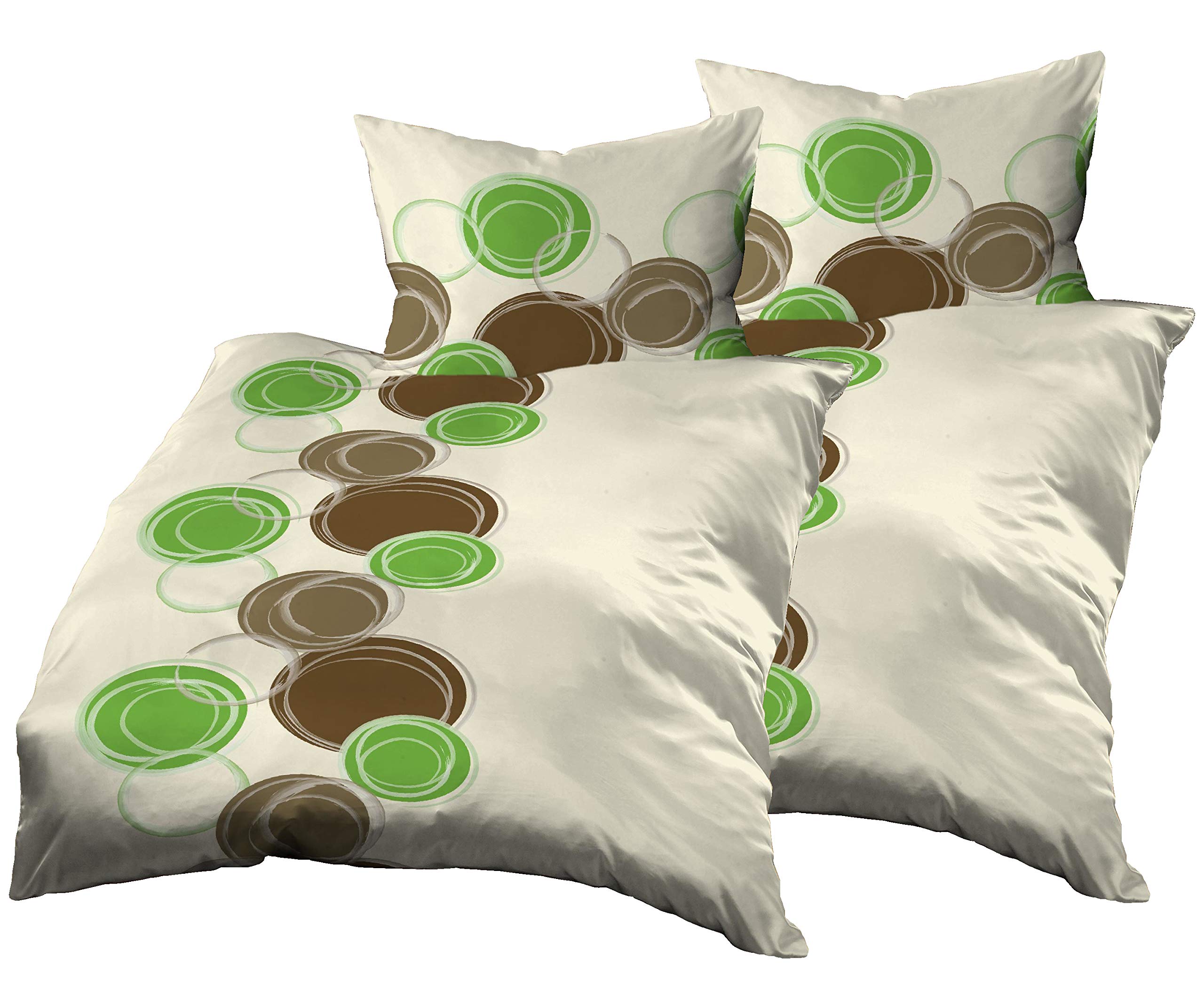 Gerald Wittmann Microfibre Seersucker Bed Linen 4-Piece Set 2x 140 x 200 cm and 2x 70 x 90 cm Brown / Green / Cream / Beige — image 1