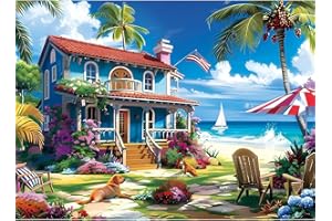 MAIQUFA 300 Pieces Puzzle for Adults | Beach House Puzzle | Recycled Cardboard Large Piece Jigsaw Puzzles 300 Pieces | Challenging Game Home Decor Birthday Party Gift Toy for Adults Kids Seniors 20.5*15 inch