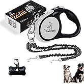PetVest Dual Retractable Dog Leash,10 FT Tangle-Free Leash for 2 Dogs, Detachable for Single Use,One-Button Brake & Lock, Up 