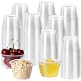 HOMIP 200PACK 4oz Plastic Portion Cups (No Lids), Condiment, Jello Shot Cup | Sauce Cups for Portion Control, Salad Dressing Cups, Airtight and Stackable Condiment Cups for Party, Holiday and Daily Use