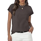 Womens Tops Summer Sweater Short Sleeve Shirts Dressy Casual Basic Casual Cap Sleeve Tops Beach Vacation Clothes