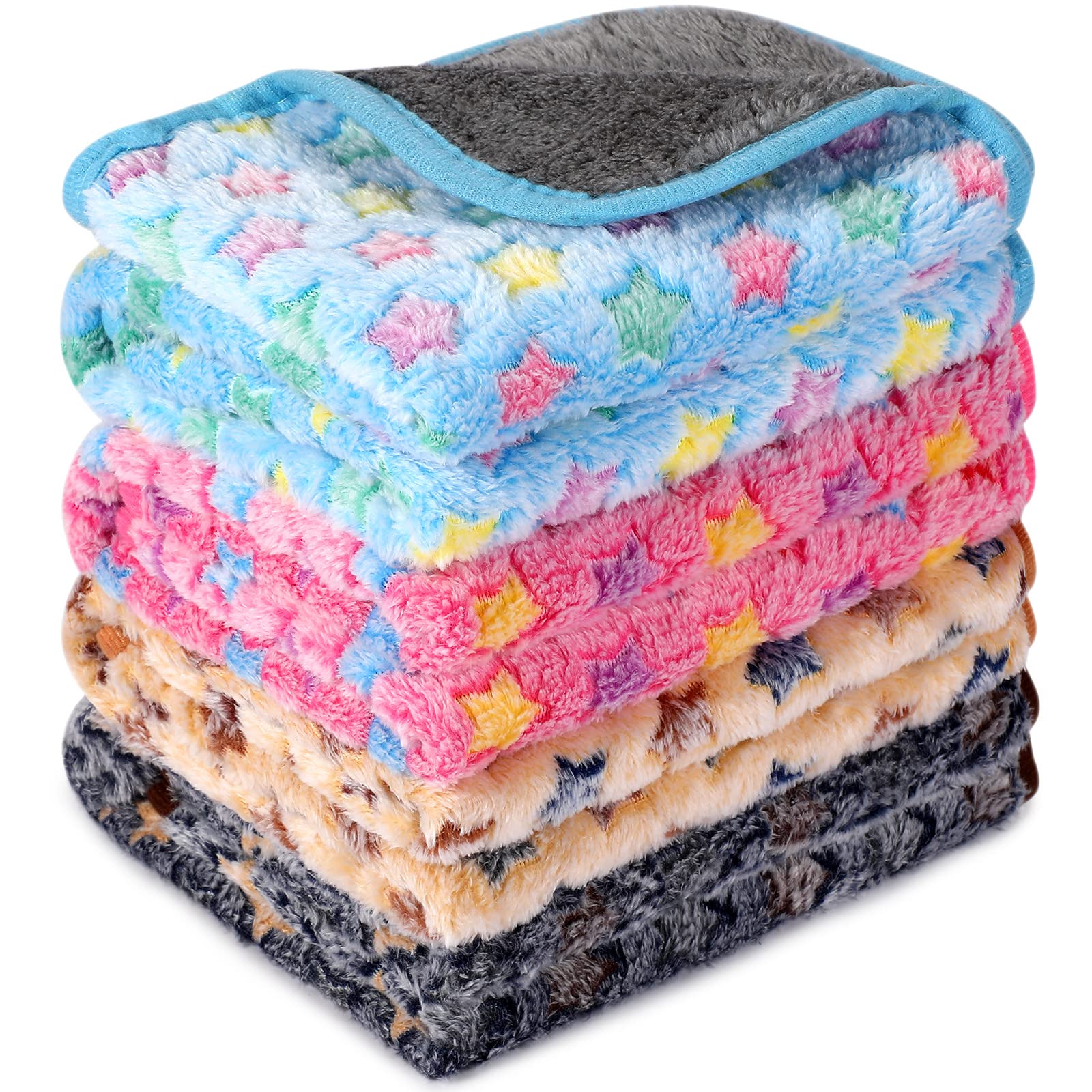 Photo 1 of Reginary 4 Pcs Waterproof Guinea Pig Blankets Washable Small Animal Fleece Bedding Absorbent Guinea Pig Cage Liners Reusable Pet Pee Pad Sleep Mat for Hamster Ferret(Star Pattern,24 x 16 Inch)