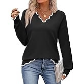 Zeagoo Women's 2026 Fall V Neck Sweater Casual Long Sleeve Lightweight Ribbed Knit Pullover Sweaters Dressy Casual Tops