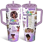 xiiai Black Girl Gifts for Women Girls - 40oz Black Girl Tumbler with Handle and Straws, Leak-proof, Stainless Steel Insulated Travel Coffee Mugs, Fashion Themed Cups, Birthday Christmas Gifts (1 pc)