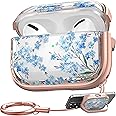 Maxjoy for Airpods Pro 2nd/1st Generation Case with Lock, Clear Airpod Pro 2 Case Lock Protective Soft iPod Pro 2 Case for Women with Keychain for Airpods Pro (2023/2022/2019), Flower