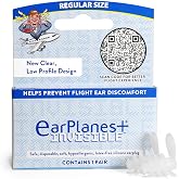 EarPlanes+ Invisible Airplane Travel Ear Protection Clear Low-Profile Design (Adult 1, Count)